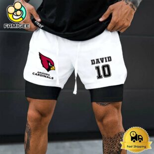 NFL Arizona Cardinals White Custom Name Double Sport Shorts