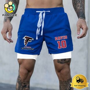 NFL Atlanta Falcons Blue Custom Name Double Sport Shorts