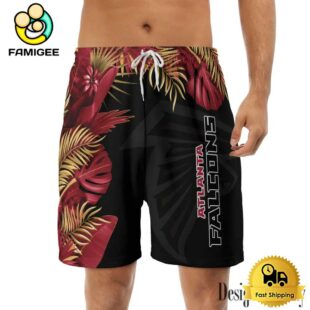 NFL Atlanta Falcons Men's Summer Hawaiian Casual Drawstring Shorts