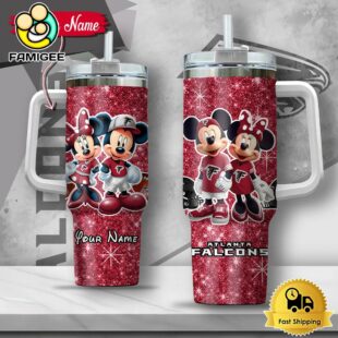 NFL Atlanta Falcons Mickey And Minnie Couple Custom 40oz Stanley Cup Tumbler
