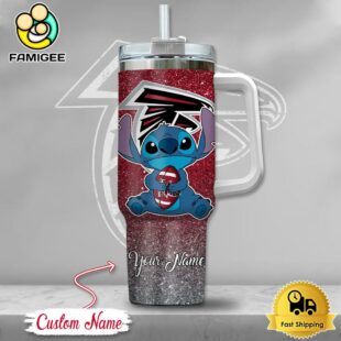 NFL Atlanta Falcons Stitch Glitter Custom 40oz Stanley Cup Tumbler