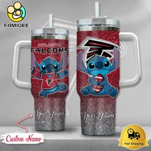 NFL Atlanta Falcons Stitch Glitter Custom 40oz Stanley Cup Tumbler