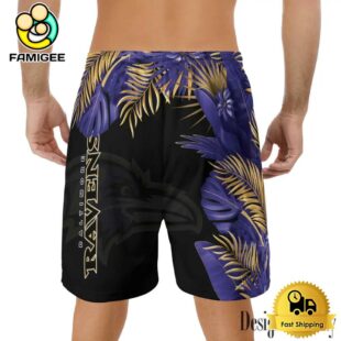 NFL Baltimore Ravens Men's Summer Hawaiian Casual Drawstring Shorts