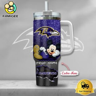 NFL Baltimore Ravens Mickey Mouse Custom 40oz Stanley Cup Tumbler