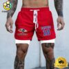 NFL Baltimore Ravens Red Custom Name Double Sport Shorts