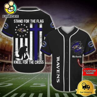 NFL Baltimore Ravens Stand For The Flag Kneel For The Cross Baseball Jersey