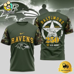 NFL Baltimore Ravens US Army 250th Anniversary Parade T-Shirt