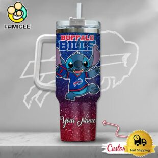 NFL Buffalo Bills Stitch Glitter Custom 40oz Stanley Cup Tumbler