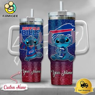 NFL Buffalo Bills Stitch Glitter Custom 40oz Stanley Cup Tumbler