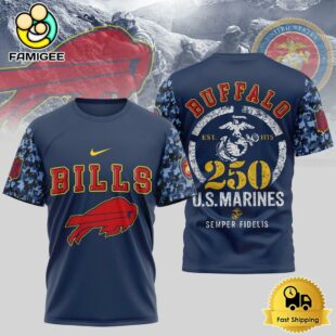 NFL Buffalo Bills Us Marine Corps Will Celebrate Its 250th Anniversary T-Shirt
