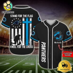 NFL Carolina Panthers Stand For The Flag Kneel For The Cross Baseball Jersey