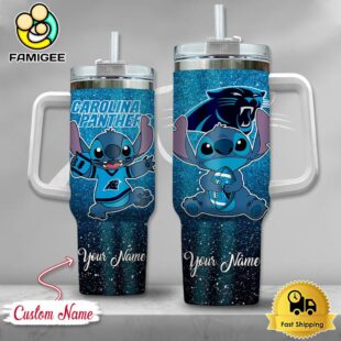 NFL Carolina Panthers Stitch Glitter Custom 40oz Stanley Cup Tumbler