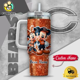 NFL Chicago Bears Mickey And Minnie Couple Custom 40oz Stanley Cup Tumbler