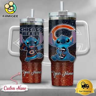 NFL Chicago Bears Stitch Glitter Custom 40oz Stanley Cup Tumbler