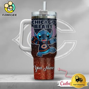 NFL Chicago Bears Stitch Glitter Custom 40oz Stanley Cup Tumbler