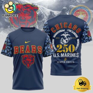 NFL Chicago Bears Us Marine Corps Will Celebrate Its 250th Anniversary T-Shirt
