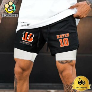 NFL Cincinnati Bengals Black Custom Name Double Sport Shorts