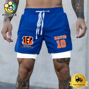 NFL Cincinnati Bengals Blue Custom Name Double Sport Shorts
