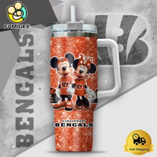 NFL Cincinnati Bengals Mickey And Minnie Couple Custom 40oz Stanley Cup Tumbler
