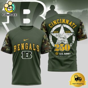 NFL Cincinnati Bengals US Army 250th Anniversary Parade T-Shirt