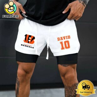 NFL Cincinnati Bengals White Custom Name Double Sport Shorts