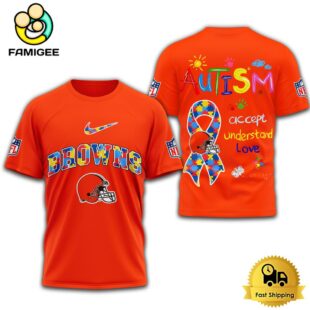NFL Cleveland Browns Autism Accept Understand Love T-Shirt