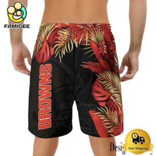 NFL Cleveland Browns Men's Summer Hawaiian Casual Drawstring Shorts