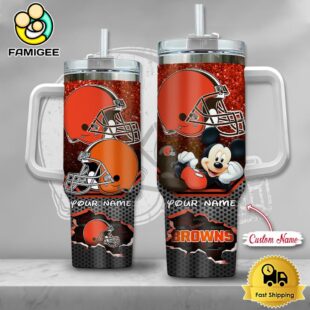 NFL Cleveland Browns Mickey Mouse Custom 40oz Stanley Cup Tumbler