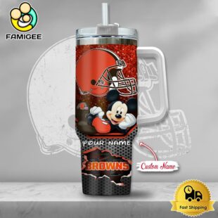 NFL Cleveland Browns Mickey Mouse Custom 40oz Stanley Cup Tumbler