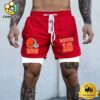 NFL Cleveland Browns Red Custom Name Double Sport Shorts