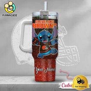 NFL Cleveland Browns Stitch Glitter Custom 40oz Stanley Cup Tumbler