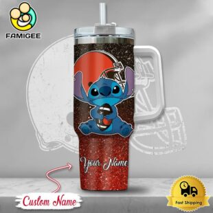 NFL Cleveland Browns Stitch Glitter Custom 40oz Stanley Cup Tumbler