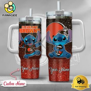 NFL Cleveland Browns Stitch Glitter Custom 40oz Stanley Cup Tumbler