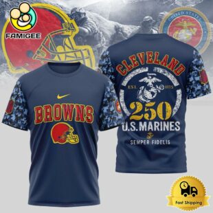 NFL Cleveland Browns Us Marine Corps Will Celebrate Its 250th Anniversary T-Shirt