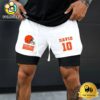 NFL Cleveland Browns White Custom Name Double Sport Shorts