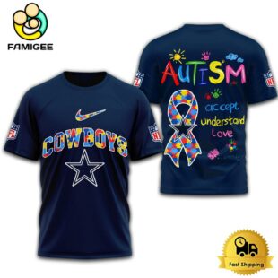 NFL Dallas Cowboys Autism Accept Understand Love T-Shirt