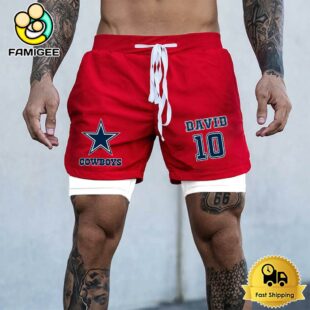 NFL Dallas Cowboys Red Custom Name Double Sport Shorts