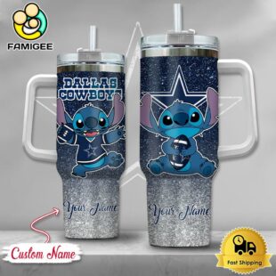 NFL Dallas Cowboys Stitch Glitter Custom 40oz Stanley Cup Tumbler
