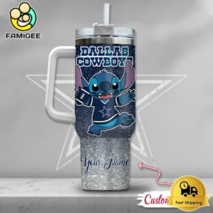 NFL Dallas Cowboys Stitch Glitter Custom 40oz Stanley Cup Tumbler