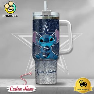 NFL Dallas Cowboys Stitch Glitter Custom 40oz Stanley Cup Tumbler