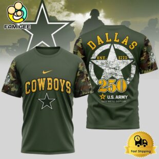 NFL Dallas Cowboys US Army 250th Anniversary Parade T-Shirt