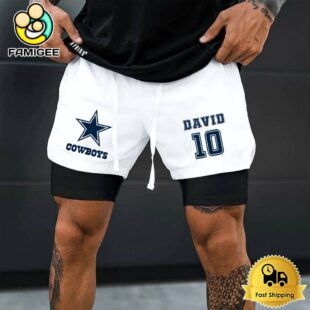 NFL Dallas Cowboys White Custom Name Double Sport Shorts