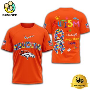 NFL Denver Broncos Autism Accept Understand Love T-Shirt