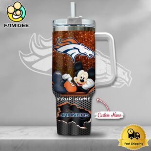 NFL Denver Broncos Mickey Mouse Custom 40oz Stanley Cup Tumbler