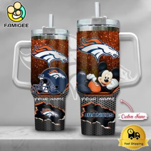 NFL Denver Broncos Mickey Mouse Custom 40oz Stanley Cup Tumbler