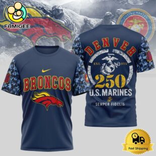 NFL Denver Broncos Us Marine Corps Will Celebrate Its 250th Anniversary T-Shirt