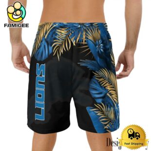 NFL Detroit Lions Men's Summer Hawaiian Casual Drawstring Shorts