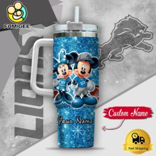 NFL Detroit Lions Mickey And Minnie Couple Custom 40oz Stanley Cup Tumbler