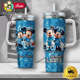 NFL Detroit Lions Mickey And Minnie Couple Custom 40oz Stanley Cup Tumbler