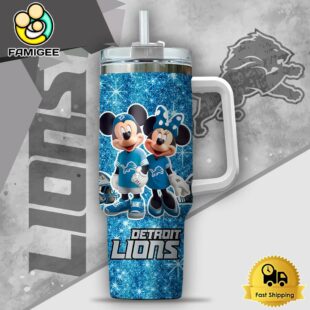 NFL Detroit Lions Mickey And Minnie Couple Custom 40oz Stanley Cup Tumbler